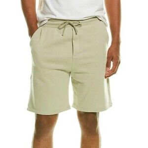 Magaschoni Men's French Terry Drawstring Shorts Pockets Cotton Sz XL Light Olive